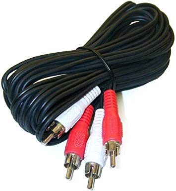 50 feet 2 RCA Male to Male Audio Cable (2 White/2 Red Connectors)