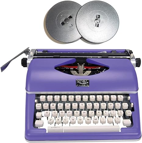 Royal Classic Retro Manual Typewriter (Purple) Bundle with Extra Ribbons (2 Items)