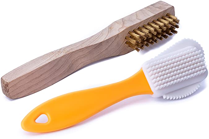 NCaan 2pc Suede and Nubuck Cleaning Brushes—Wooden Brass Bristle Suede Brush and Suede & Nubuck Brush—Bring Your Suede & Nubuck Shoes, Bags & Jackets, Back to Life (2pc Suede and Nubuck Brushes)