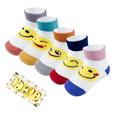 Infant Non Skid Socks with Grips Toddler Girls Boys Animal Fun Socks 0-12-24 Months Baby Gift,5 Pack