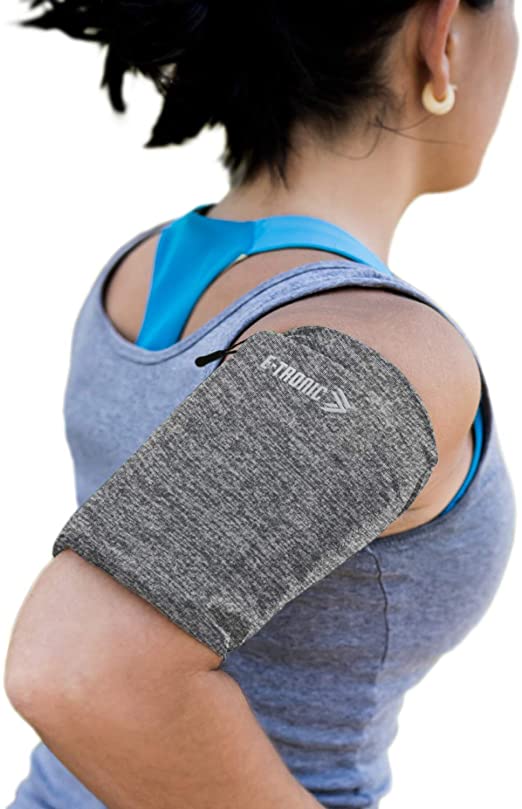 Phone Armband Sleeve: For All Phones Running Sports Arm Band Strap Holder Pouch Case Workout Fits iPhone 7 8 X XR 11 Plus Android Samsung Galaxy S8 S9 Note 7 8 9 Edge For Women & Men Gray, Large