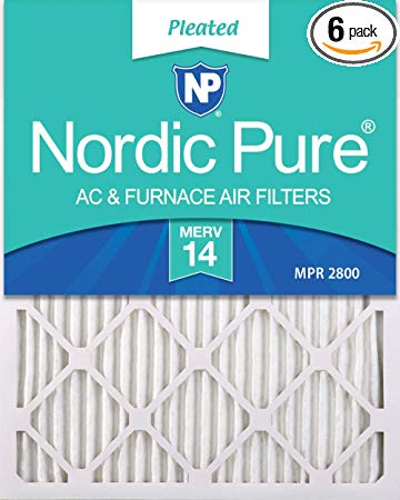 Nordic Pure 16x24x1 MERV 14 Pleated AC Furnace Air Filters, 16x24x1M14-6, 6 Pack