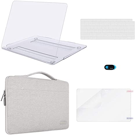 MOSISO Compatible with MacBook Air 13 inch Case 2022 2021 2020 2019 2018 Release A2337 M1 A2179 A1932 Retina Display, Plastic Hard Shell&Bag&Keyboard Skin&Webcam Cover&Screen Protector,Crystal Clear