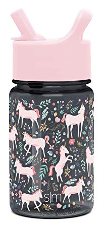 Simple Modern 12oz Summit Kids Tritan Water Bottle with Straw Lid for Toddler - Dishwasher Safe Travel Tumbler - Unicorn Fields