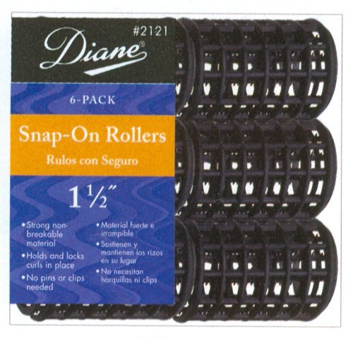 Diane 1 1/2" Black Snap-On Rollers 6-Piece #2121