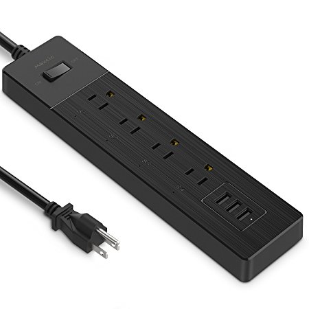 7FT Smart Power Strip, Maxcio WiFi Surge Protector with 4 AC outlets & 3 USB Ports Fast Charging, Multi Outlets Works with Alexa and Google Home, Wireless Remote Control, No Hub Required, 10A 100-240V