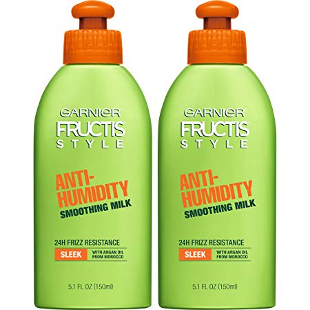 Garnier Fructis Style Anti-Humidity Smoothing Milk, All Hair Types, 5.1 oz. (Packaging May Vary), 2 Count