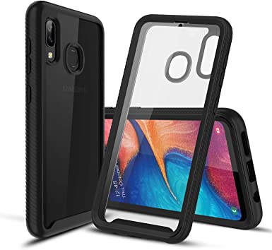 CBUS Heavy-Duty Phone Case with Built-in Screen Protector Cover for Samsung Galaxy A20 –– Full Body (Black)