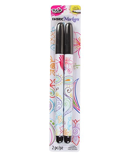 Tulip Permanent Nontoxic Fabric Markers Black 2 Pack - Laundry Markers, Fine Bullet Tip, Child Safe, Minimal Bleed & Fast Drying - Premium Quality for T-shirts, Clothes, Shoes, Bags & Other Fabric Materials