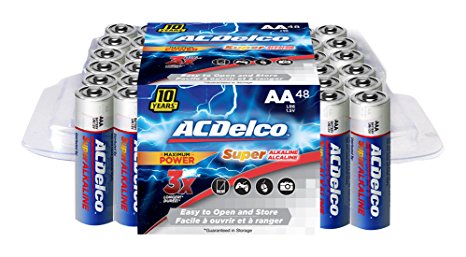 ACDelco Alkaline AA Batteries with LED Keychain Flashlight, 48 count