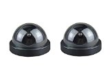 8milelake 2 Pack NEW Dummy Fake Security Cctv Dome Camera with Flashing Red LED Light