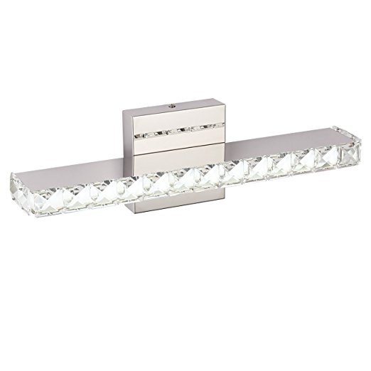 JUSHENG 16W Bathroom Vanity Light, LED Crystal Bathroom Light Fixtures Up Mirror Light, 16W 1500 Lumen Bathroom Bedroom lighting (Transparent Daylight white)