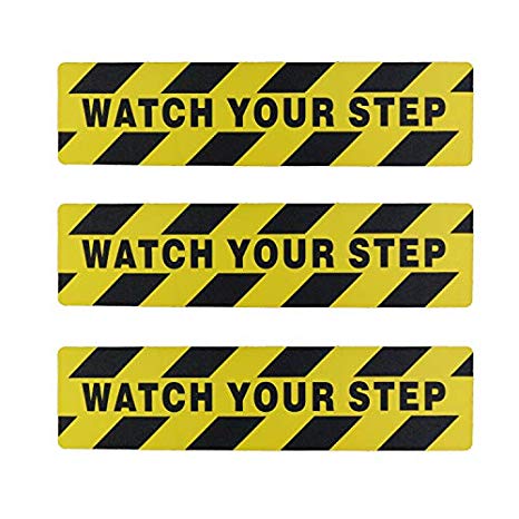 Kasteco 3 Pack"Watch Your Step" Printed Anti Slip Tape, 6" x 24"
