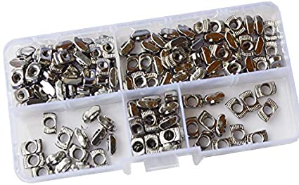 150pcs 2020 Series European Aluminum Extrusions Slim T Nuts Metric Thread T Slot Nut Hammer Head Fastener Nut for Aluminum Profile Hardware Assortment Kit Set M3 M4 M5