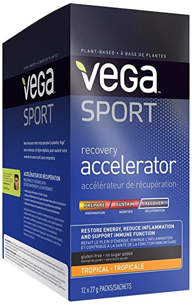 Vega Sport Post-Workout Recovery Accelerator, Tropical, 11.52oz, 12 Count