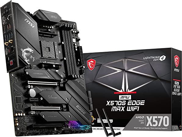 MSI MPG X570S Edge MAX WiFi Gaming Motherboard (ATX, AMD, Socket AM4. DDR4, PCIe 4, CFX, M.2 Slots, Wi-Fi 6E)