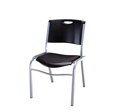 Lifetime 42830 Stacking Chair, Black with Silver Steel Frame, 4 Pack