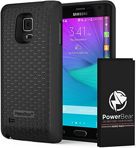 PowerBear Samsung Note Edge Extended Battery [6000 mAh] with Cover & Case [200% Battery]