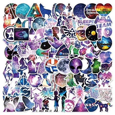 Vinyl Stickers [101 PCS], Galaxy Stickers for Laptop Luggage Skateboard car Variety Pack Waterproof Vinyl Decals Removable Sticker Pack Decals Best Gifts for All Kids Teens Adults