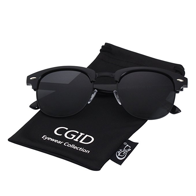 CGID GD58 Al-Mg Alloy Clubmaster Polarized Sunglasses UV400,with Metal Rivets