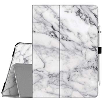 Fintie Folio Case for New iPad 7th Generation 10.2 Inch 2019 - [Corner Protection] Premium Vegan Leather Smart Stand Back Cover with Pencil Holder, Auto Sleep/Wake for iPad 10.2” Tablet, Marble White