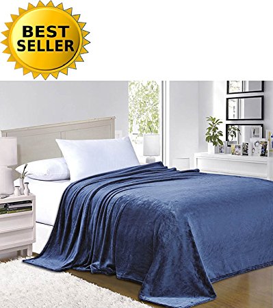 Elegant Comfort #1 Fleece Blanket on Amazon - Super Silky Soft - SALE - All Season Super Plush Luxury FLEECE BLANKET King/Cal King Navy Blue