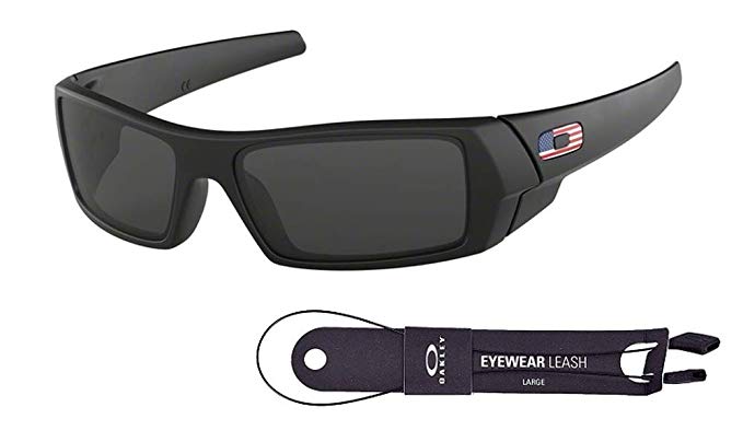 Oakley Gascan OO9014 Sunglasses BUNDLE with Oakley Accessory Leash Kit (Matte Black/Grey, 61)