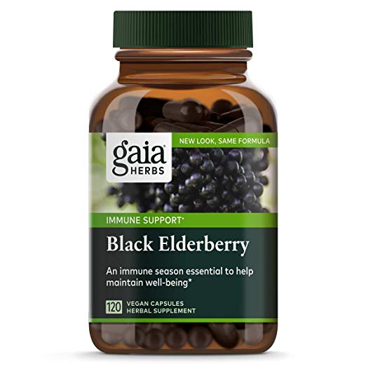 Gaia Herbs Black Elderberry, Vegan Powder Capsules, 120 Count - Made with Organic Sambucus Elderberry Extract for Daily Immune and Antioxidant Support