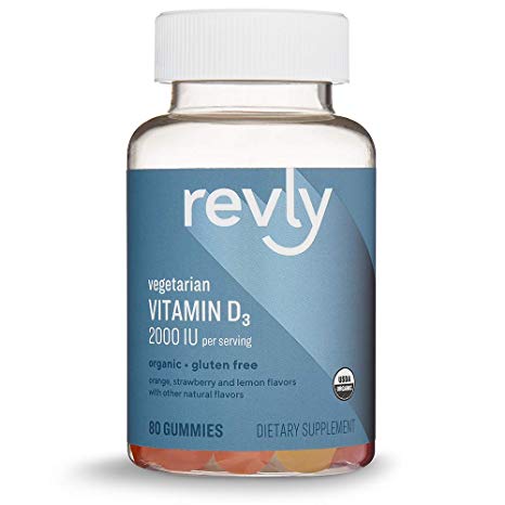 Amazon Brand – Revly Vitamin D3 2000 IU, 80 Gummies, 40-Day Supply, Vegetarian, Organic