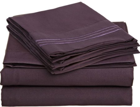 Microfiber 4Pc King Size Dark Purple Sheet Set (Eggplant)