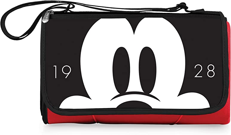 ONIVA - a Picnic Time brand - Disney Mickey Mouse Blanket Tote Outdoor Picnic Blanket - Beach Blanket - Camping Blanket, (Red with Black Flap)