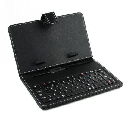 Black Leather Case with Micro USB Interface Keyboard for 7 inch MID Tablet PC