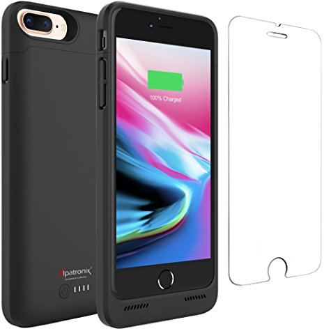 iPhone 8 Plus Battery Case with Qi Wireless Charging, Alpatronix BX190plus 5.5-inch 5000mAh Slim Rechargeable Protective Portable Charger Case for iPhone 8 Plus [Apple Certified Chip; iOS 11 ] - Black