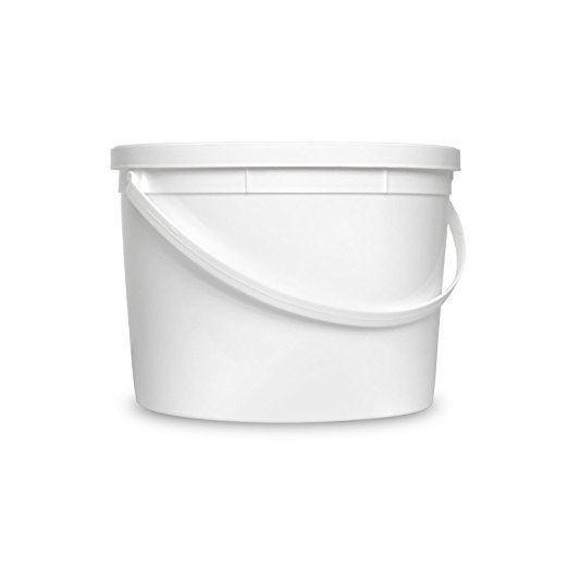 1 Gallon White Bucket & Lid - Set of 5 - Durable All Purpose Pail - Food Grade - Plastic Container