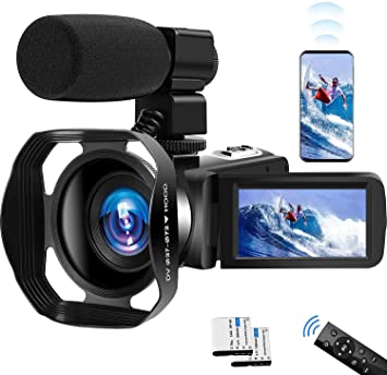 Video Camera 4K Camcorder UHD 60FPS Vlogging Camera for YouTube WiFi 48M Digital Zoom Camcorder IR Night Vision 3 in Touch Screen Support Webcam Microphone (V4S9)