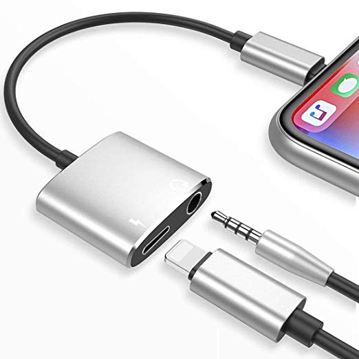 Headphone Jack Adapter Dongle for iPhone Xs/Xs Max/XR/ 8/8 Plus/X (10) / 7/7 Plus Adapter to 3.5mm Splitter Converter Compatible With Listen to Music Adapter Audio and Charge Adaptor Support All Syste