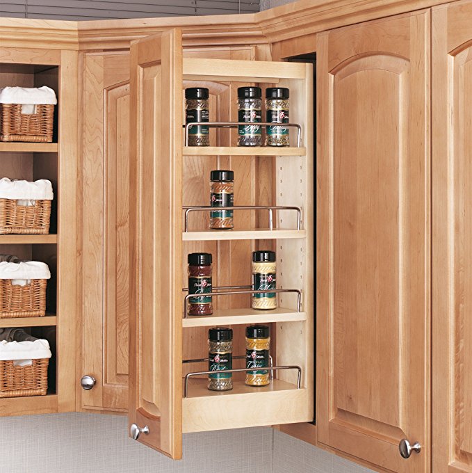 Rev-A-Shelf - 448-WC-5C - 5 in. Pull-Out Wood Wall Cabinet Organizer