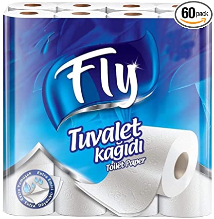 60 Rolls of Toilet Paper 3-Ply Delicate White Soft WC Toiletpaper 100% Cellulose