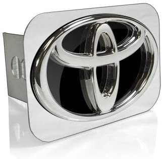 Toyota 3D Logo Black Infill Chrome Tow Hitch Cover, Official Licensed