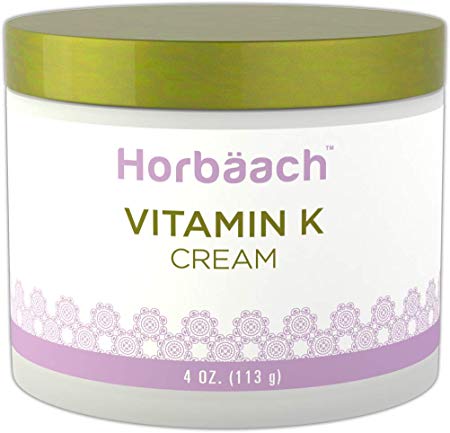 Horbaach Vitamin K Cream 4 oz | Premium Formula for Bruises, Spider Veins, Dark Circles, Broken Capillaries, Eyes, and Face | Paraben and SLS Free