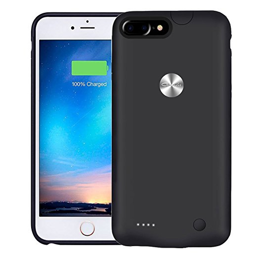 iPhone 7 Plus Battery Case,Gomeir Ultra Thin Extended Charging Battery Case Rechargeable Power Bank 3600mAh Extra Juice Bank Cover for iPhone 7 Plus (Black)