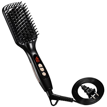 LiSmile Hair Straightener Brush, FCC, UL Certificated, 30-sec Instant Heat, Adjustable Temperature