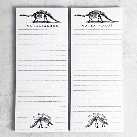 Dinosaur (Bones) Refrigerator Notepads, NOTE-A-SAURUS - Set of 2 Pads - Notes, To Do List, Grocery List