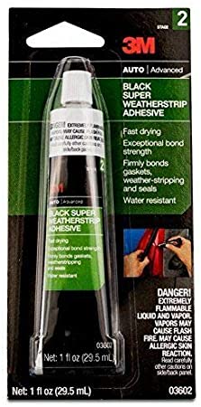 3M AUTO Advanced 03602 BLACK SUPER WEATHERSTRIP ADHESIVE Stage-2 GASKETS SEALS 29mL