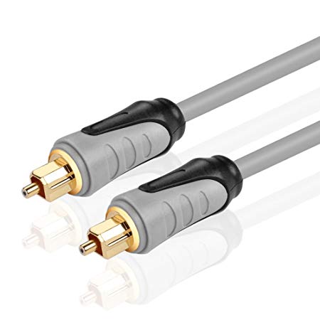 TNP Gold Plated Toslink Digital Optical Audio Cable (35 Feet, Gray)