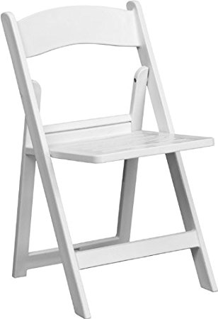 Flash Furniture LE-L-1-WH-SLAT-GG Hercules Series 1000-Pound White Resin Folding Chair with Slatted Seat