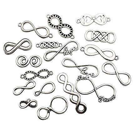 100g (about 50-55pcs) Craft Supplies Mixed Infinity Symbol Charms Pendants for Crafting, Jewelry Findings Making Accessory For DIY Necklace Bracelet M16 (Infinity Symbol Charms)