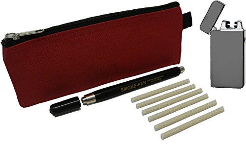 MeterMall S220-KIT-C Regin Smoke Pen with 6 Wicks, Flameless Rechargeable Lighter and Zippered Carry Case