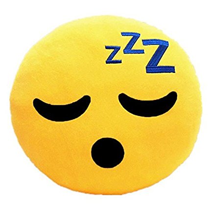 Cute Emoji Words and Poop Fluffy Pillow Round 12" inch Soft Toy - USA SELLER FAST SHIPPING! (Sleepy Head)