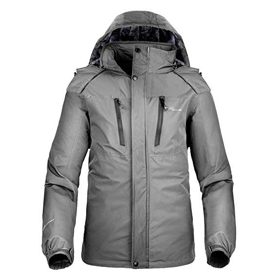 OutdoorMaster Ski Jacket Basic - Winter Jacket with Elastic Powder Skirt & Removable Hood, Waterproof & Windproof - for Men